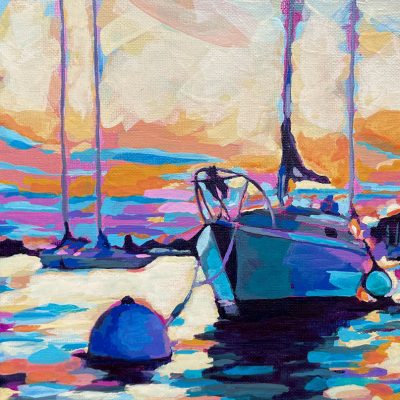 Julie-Schofield-Marina-Sunset-Acrylic-on-Canvas-25.4x-20.3cm