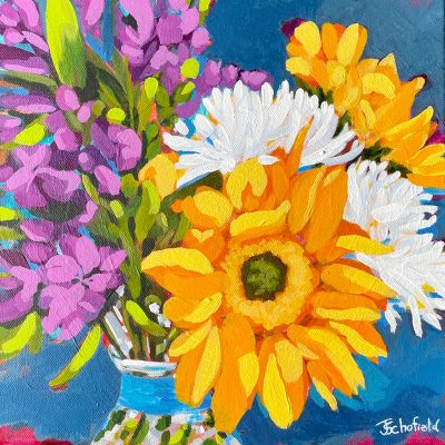 ©Julie Schofield, Summer Bouquet, acrylic on canvas, 30.5 x 30.5cm